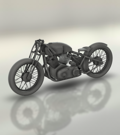 vincent kiriş çatallar 1952 bobber moto motosiklet bisiklet motor two wheeled araç bisikletçi spor turbo roadster helikopter 3d print model - Mito3D