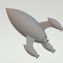 nostaljik 3d roket gadget roketler 3 yüzgeç 3d print model - Mito3D