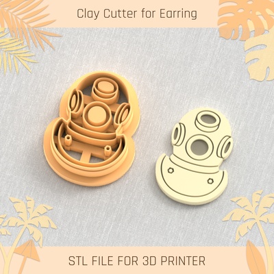 vintage diving suit summer clay cutter tools earring turtle beach shell 3d print model - Mito3D