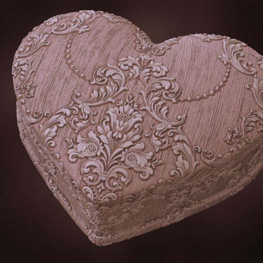 vintage heart box valentines day gift 3D print model - Mito3D