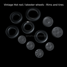 vintage hot rod lakester wheels - rims tires halibrand wheel rim pull tyre bonneville diecast custom model kit 1 64 3d print model - Mito3D