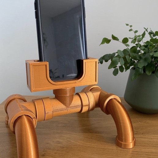vintage phone holder charger pipe home industry retro copper original iphone silk cable super mario art decor decoration sculpture bed side table bedroom office beautiful nintendo 3D print model - Mito3D