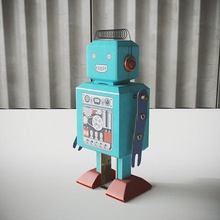 vintage robot game blue bot old-fashioned toy 3d print model - Mito3D
