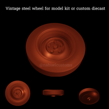 vintage steel wheel model kit custom diecast wheels tires rc slot car pull truck stock steelies 3d print model - Mito3D