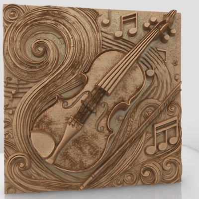 violin decor art stl 3d model lips bas-relief bust wall dekor art fan sculptures busts cnc router cute print bas relief 3d print model - Mito3D