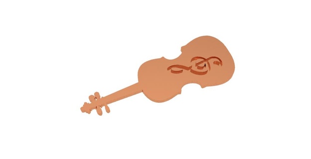 violino Nota interni design portachiavi emblema pendente logo parete musica 3d print model - Mito3D