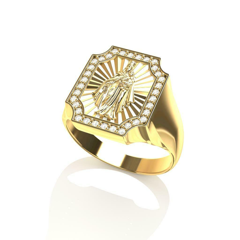 Virgen carmen anillo joyería joya religioso anillos piedras diamantes gemas lujo Moda diseño 3d impresion3d 3D print model - Mito3D