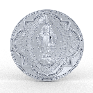 virgin mary & sanctuary lourdes 19th antique immaculate conception medal pendant miraculous miraculas mothermary vergin jesus religious 3d print model - Mito3D