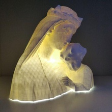 Virgen María bebé Jesús lámpara cabecera noche ligero pantalla madre Dios 3d print model - Mito3D