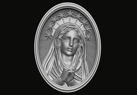 virgem Maria pingente 3d impressão modelo arte Jesus Cristo bebê Deus cristão joalheria cnc medalhão mãe piedosos católico religião maria esculturas 3d print model - Mito3D