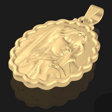 virgin mary pendant jewelry charm god heaven our lady bitterness mercy sorrows charity 3d print model - Mito3D