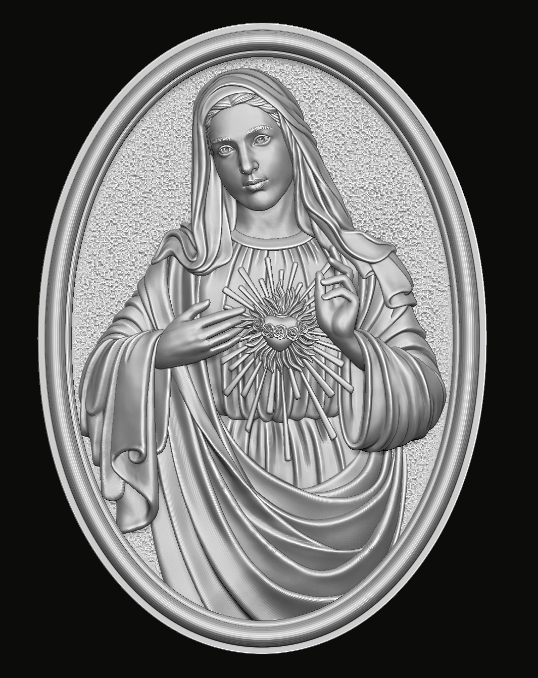 virgin mary sacred heart pendant 3d print model jesus christ baby god christian jewelry cnc medallion mother holy catholic religious portrait bible maria art sculptures 3D print model - Mito3D