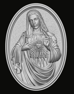 virgin mary sacred heart pendant jesus christ baby god christian jewelry jewellery cnc medallion mother holy catholic religion maria art sculptures 3d print model - Mito3D
