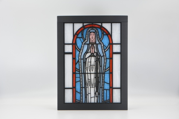 vergine maria macchiato bicchiere luce scatola arte santo marym cristiano cristianesimo guidato pannello striscia illuminazione 3d print model - Mito3D