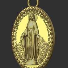 Virgen medalla joyería joya lourdes milagroso 3d print model - Mito3D