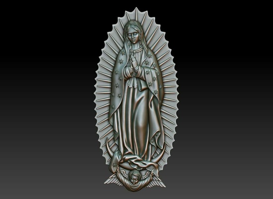virgin of guadalupe 2 mary heart relief religious catholic pendant jewelry woodcarwing cathedral milling symbol christian decoration art sculptures holy saint pendants 3d print model - Mito3D