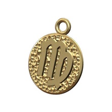 virgo sign coin pendant charm 3d print model jewelry zodiac horoscope hammered printable gold silver necklace astrological bracelet 3d print model - Mito3D