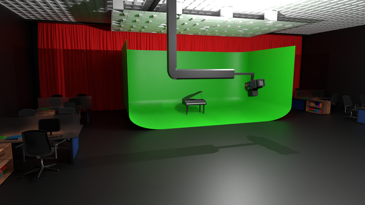 virtual estúdio difundir televisão microfone palco condensador vr notícia pano fundo conjunto rádio viver arquitetônico 3d print model - Mito3D