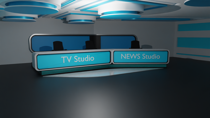 virtuell tv studio hintergrund übertragung grün bühne medien nachrichten bildschirm anker produktion werbung dekoration screen stan 3d print model - Mito3D