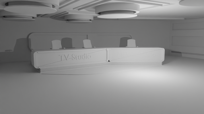 virtuel tv studio no matériel contexte diffuser vert étape médias nouvelles écran ancre production publicité décoration screen stan 3d print model - Mito3D