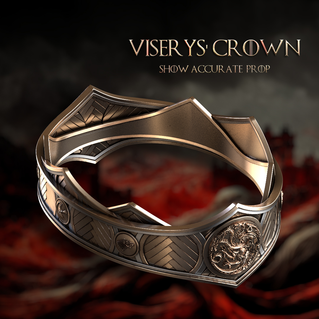 viserys targaryen crown - accurate house of dragon game thrones aegon valyrian steel iron casa del espada damon el pacifico peaceful 3D print model - Mito3D