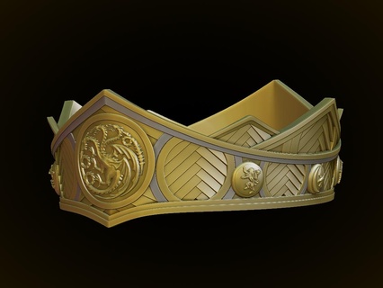 viserys Targaryen coroa 3d digital baixar casa dragão mascarar jogo trono suporte Bruxas viseira rei dragões jogos 3d print model - Mito3D