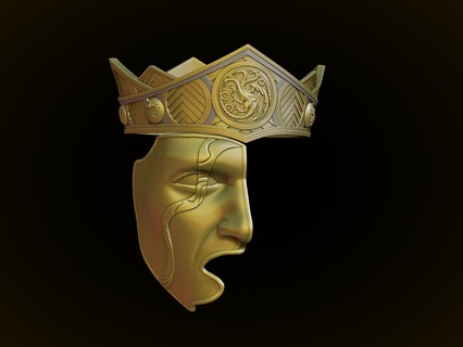 viserys Targaryen coroa mascarar 3d digital baixar casa dragão jogo trono suporte Bruxas viseira rei dragões jogos 3d print model - Mito3D