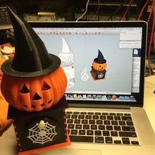 visions halloween danced her his head hand cranked game automata pumpkin 3d print model - Mito3D