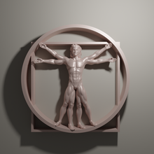 vitruviano uomo arte interni deco arredamento decorazione decorativo cerchio leonardo vinci parete scultura rinascimento 3d print model - Mito3D
