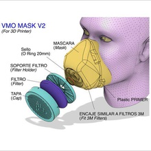 vmo mask v2 - 3d-printed protective coronavirus covid-19 various filter safety respirator gas half face 3d print model - Mito3D