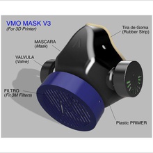 vmo mask v3 - 3d-printed protective- coronavirus covid-19 improved version various filter safety respirator gas half face 3d print model - Mito3D