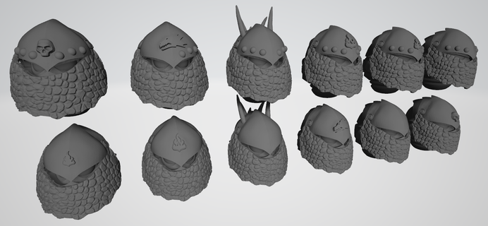 volcanic space warriors masked heads miniatures 28mm 32mm marine wargaming warhammer w40k 40k salamanders helmet veteran mask 3d print model - Mito3D