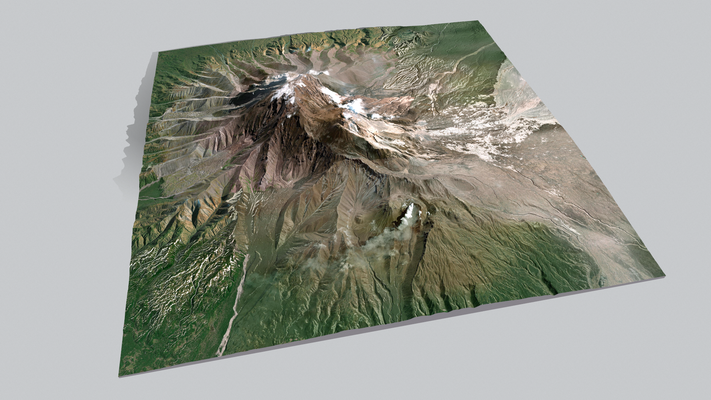 volcan shivelouch kamchatka montagne terrain terre vallée colline hauts plateaux magma monter sol nature forêt extérieur l'eau ciel glacier paysage urbain 3d print model - Mito3D