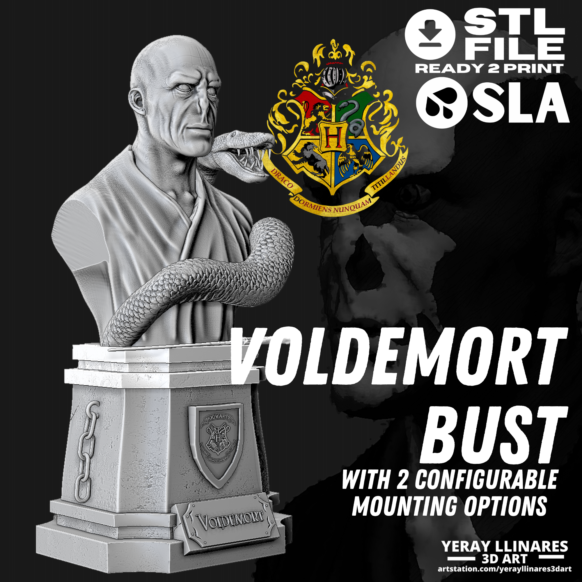 Voldemort büst Harry çömlekçi Hogwarts dekorasyon heykel koleksiyon şekil 3D print model - Mito3D