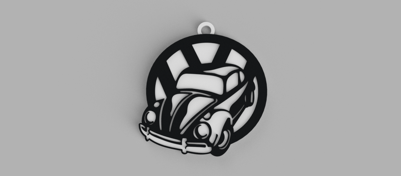 volkswagen beetle fusca vocho vw logo key ring - pendant earring 3D print model - Mito3D