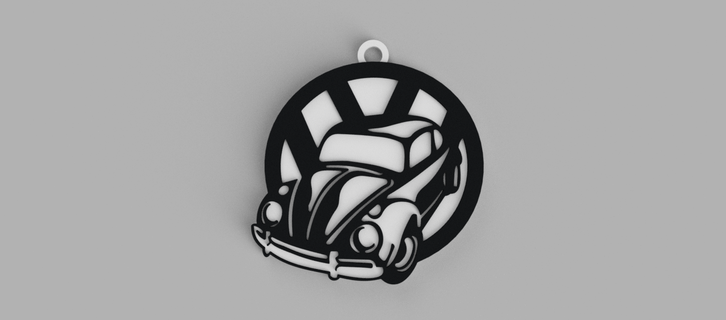 Volkswagen escarabajo fusca vocho vw logo llave anillo colgante pendiente arete 3d print model - Mito3D