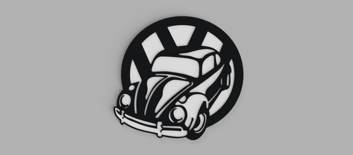 Volkswagen böcek Fusca vocho logo vw duvar grafik 3d print model - Mito3D
