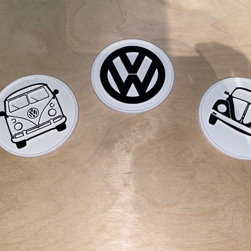 Volkswagen porta copos vw logotipo ônibus besouro clássico carro montanha russa 3D print model - Mito3D