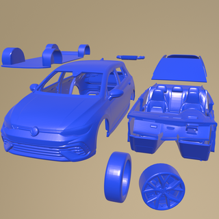 volkswagen golf biens 2022 imprimable voiture séparé pièces corps fente 1 10 scalextric tamiya rc miniz robot d'exploration Kyosho axial traxxas micro 3d print model - Mito3D