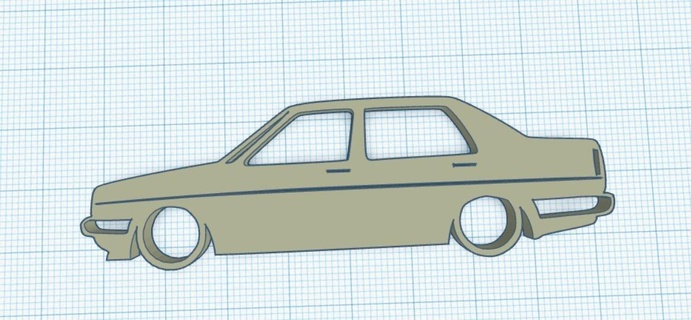 Volkswagen Jetta mk2 klasik vw siluet anahtarlık araba 3d print model - Mito3D