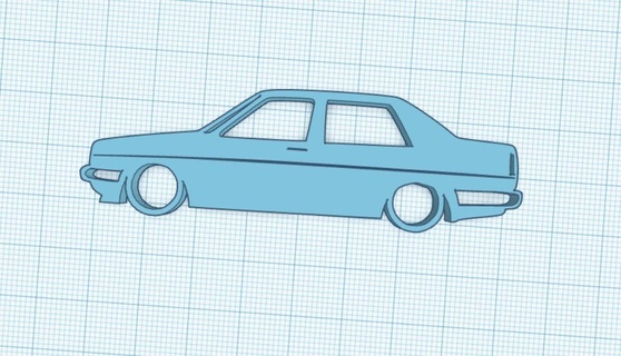 volkswagen jetta mk2 coupe classic vw silhouette keyring car 3d print model - Mito3D