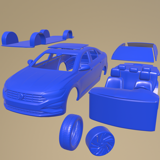 volkswagen jetta prime 2018 imprimable voiture séparé pièces corps fente 1 10 scalextric tamiya rc miniz robot d'exploration Kyosho axial traxxas micro 24 3d print model - Mito3D