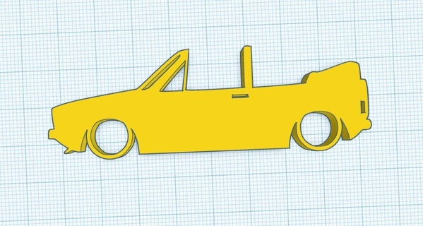 volkswagen mk1 golf convertible cabrio cabby classic silhouette keyring car 3d print model - Mito3D