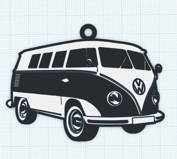 volkswagen t1 car key chain keychain retro van vintage gift 3d printing design accessories keys automobile nostalgic iconic classic highway detail original customized hobby hobbyism 3d print model - Mito3D