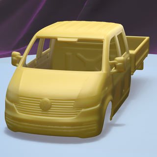 volkswagen transporter double cab pickup 2019 1 24 printable car body Game slot scalextric tamiya rc miniz control crawler ninco kyosho scx 3d print model - Mito3D