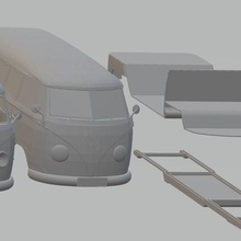 volkswagen transporter t1 yazdırılabilir van oyun haul yuvası scalextric kabuk rc radyo izleme vücut araba tamiya miniz 1-10 1-32 1-18 G / Ç 3d print model - Mito3D