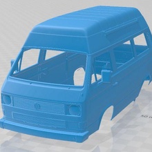 volkswagen transporter t3 passenger high roof 1980 printable body van 3d print model - Mito3D