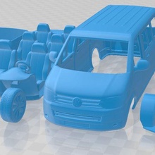 Volkswagen taşıyıcı t5 Caravelle Multivan 2011 yazdırılabilir kamyonet oyun yuva ölçülü Tamiya rc miniz hobi mikro 3d print model - Mito3D