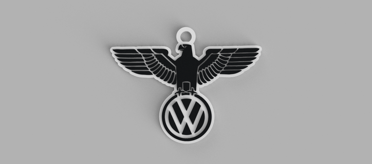 volkswagen vw logo - imperial eagle key ring pendant earring 3d print model - Mito3D