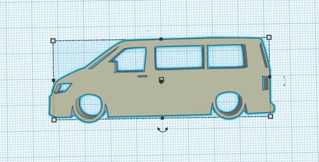 volkswagen vw t6 multivan transporteur silhouette porte clés van 3d print model - Mito3D